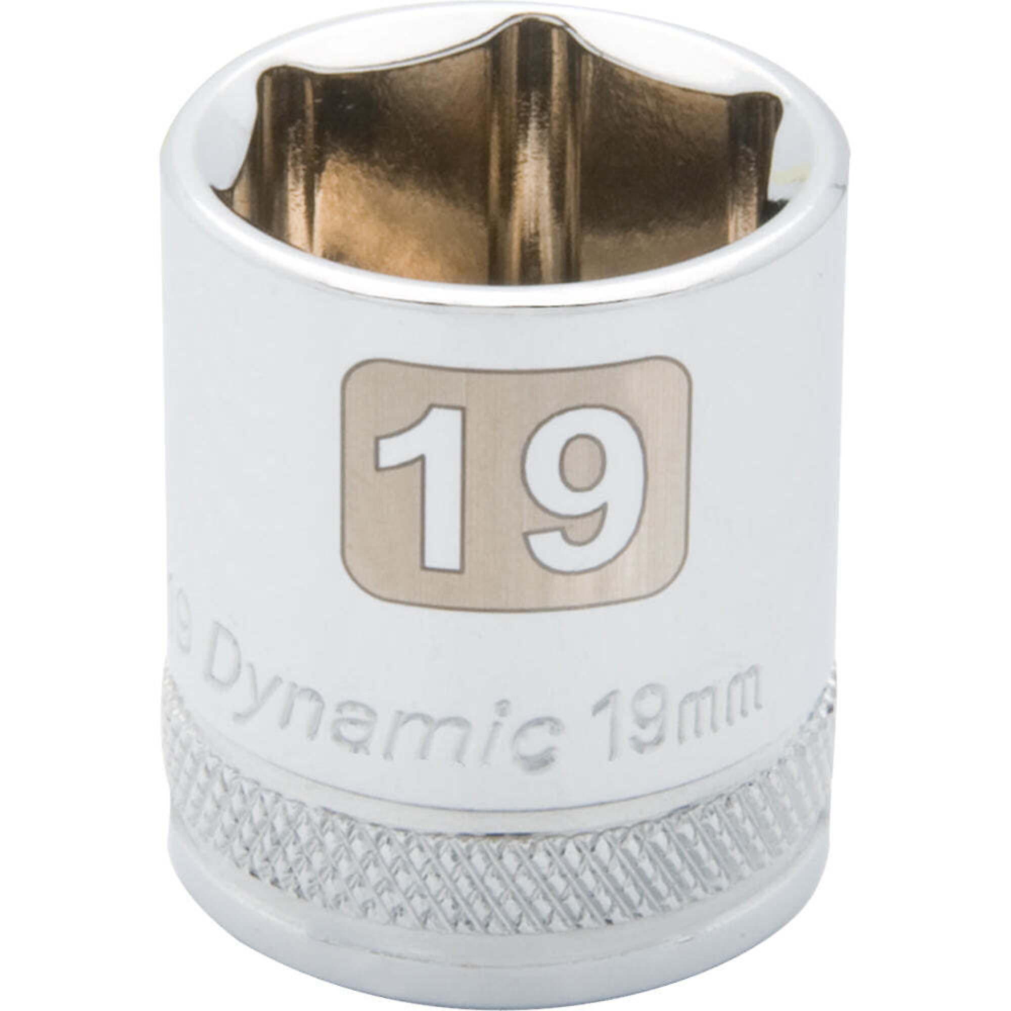 Dynamic Tools 3/8" Drive 6 Point Metric, 19mm Standard Length, Chrome Finish Socket